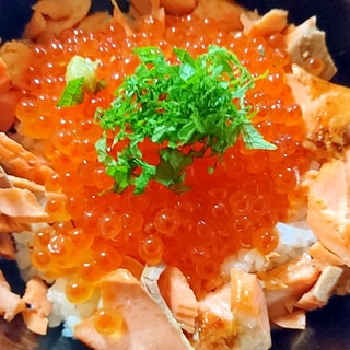 鮭とイクラの親子丼  鮭イクラ丼 (^o^)
